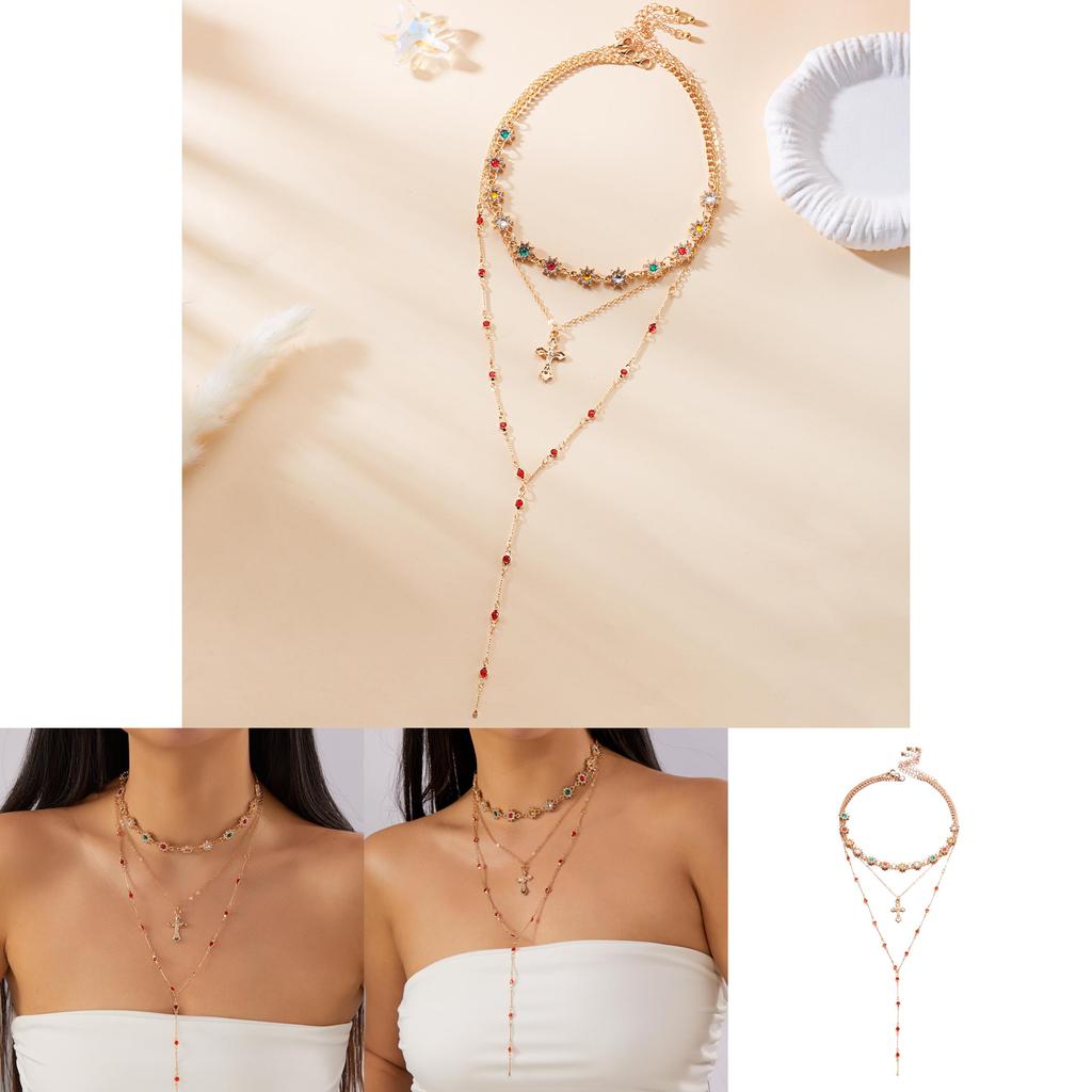 Retro Chic Cross Pendant Necklace For Women With Long Chain And Elegant Design