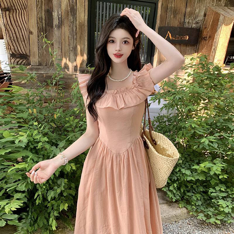 Милое и элегантное длинное шифоновое платье с краем в виде листьев лотоса для женщин больших размеров летом