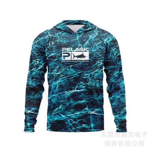 Pelagic fishing clothing summer camouflage sunscreen clothing breathable hooded fishing sportswear quick-drying T-shirt available