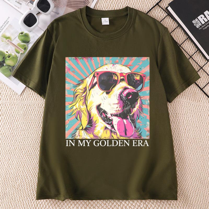 In My Golden Retriever 70s Era T Shirt Goldie Dog Mom TShirt Retro Dad Mama Tshirt Unisex Short Sleeve Round Neck Tshirts