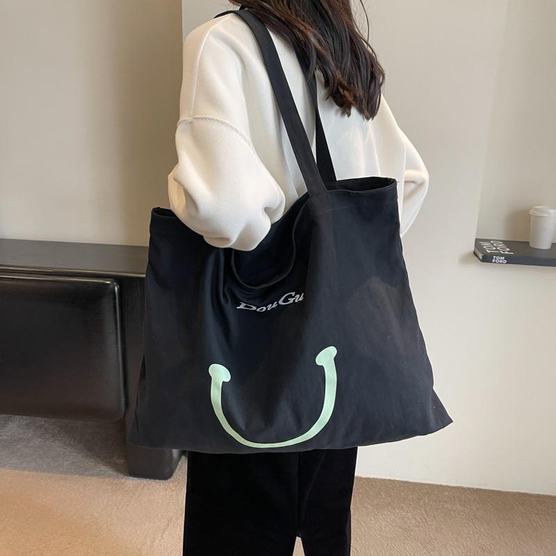 Сумка через плечо со смайлом, женская сумка, большая вместительная сумка для студенток