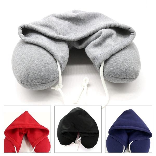 Мягкая подушка с капюшоном для путешествий, подушка для автомобиля, офиса, самолета, подголовник, поддержка шеи, U-образная форма