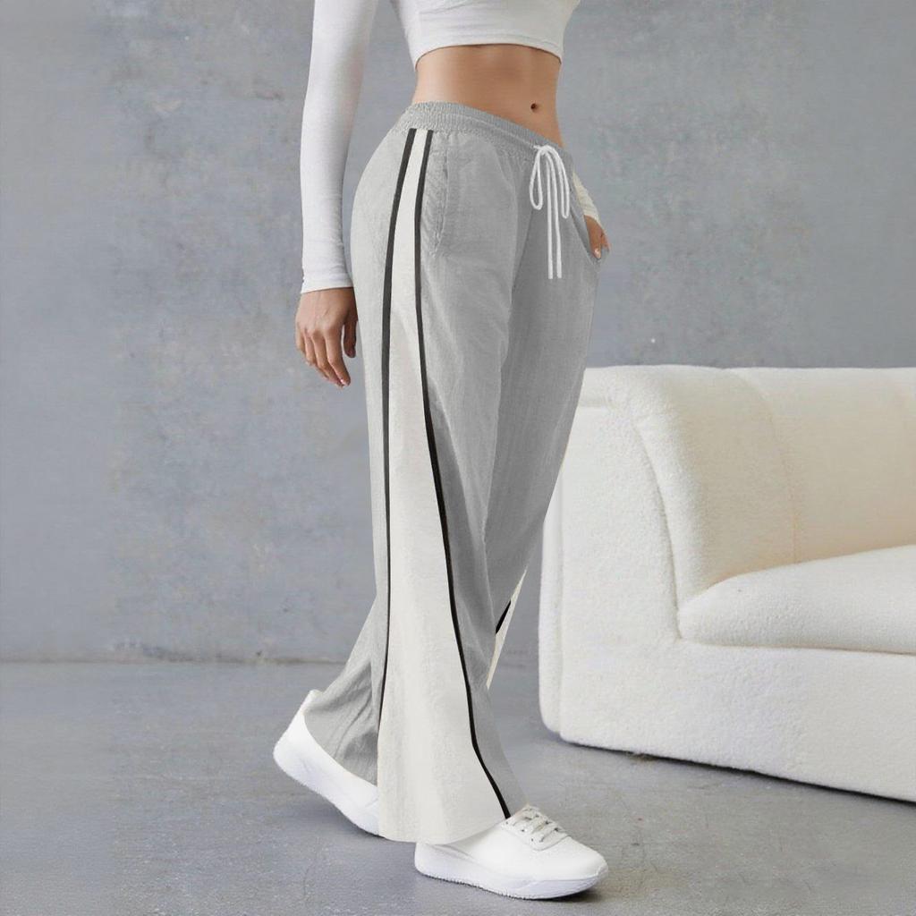 Women's Loose Wide Leg Sweatpants Casual Drawstring Elastic Waist Colorblock Sportswear Pants
