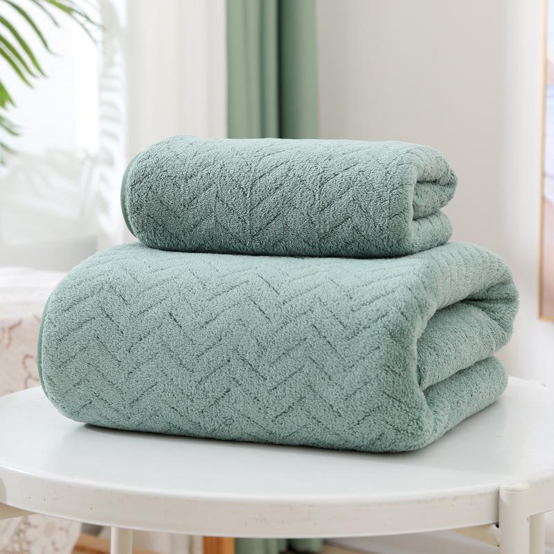 Soft Absorbent Warp-Knit Coral Fleece Towel with Thin Stripes - Thickened Face Wash Towel with Customizable Logo