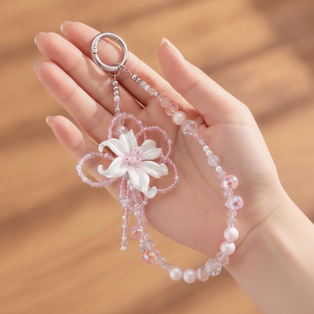 Handmade Beaded Mobile Phone Pendant Plated Iris Flower Phone Hanging Pendant Bag Decoration
