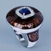 Retro Hyperbole Enamel Ring Bicolor Floral Fashion Sapphire Casual Ball