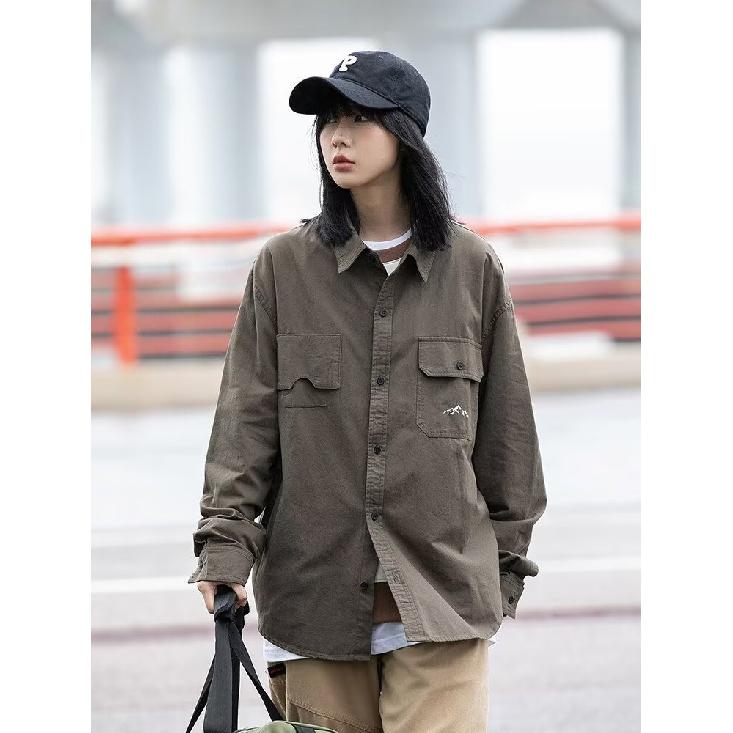 2024 Letter Long Sleeve Shirt Japanese Hong Kong Style Ins Loose Shirt Boys Summer Trendy Versatile Casual Coat