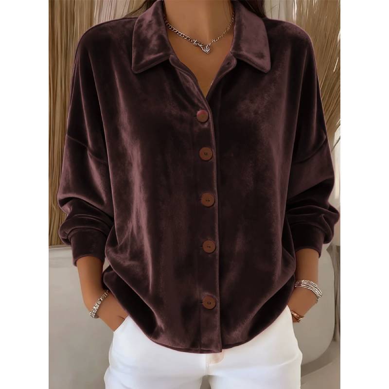 Polyester Long Sleeve Shirt Cardigan With Buttons For Casual Winter Wear