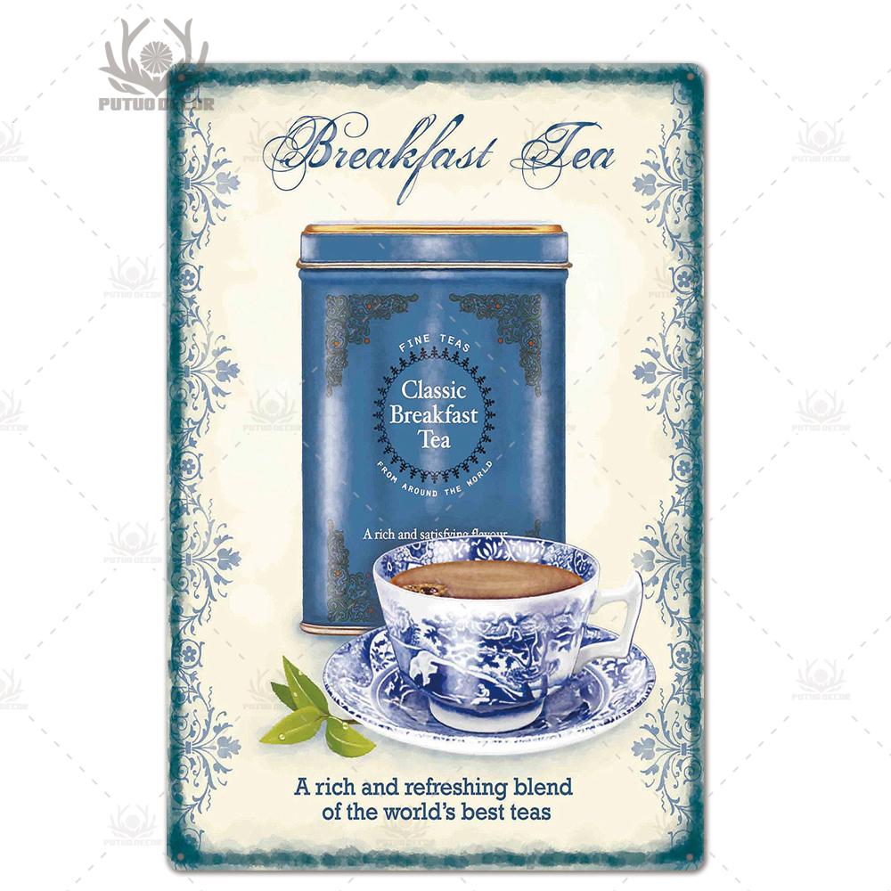 Tea Sign Metal Sign Plaque Metal Vintage Shabby Chic Tin Sign Metal Poster Decorative Iron Plate Kitchen Wall Decor