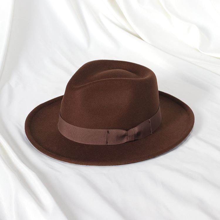 New Fedoras Hats Men'S Vintage Black Felt Wide Brim Jazz Hats Man For Men Women Fedora Gentleman Caps Jackson Hat
