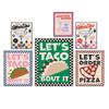 French Food Taco Pizza Martini Cartoon Poster Canvas Painting Vintage Funny Dining Wall Art Pictures Kitchen Bar Home Decor