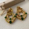 Премиальные серьги женские ретро сращивание изумрудные серьги-гвоздики текстура индивидуальность тренд преувеличенные серьги