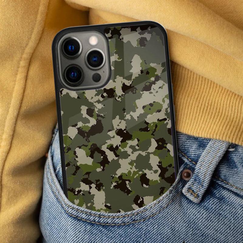 Мягкий чехол для телефона с камуфляжным рисунком для iPhone 17 Air 16e Pro max 15 Pro 13 14 Plus 11 12 MagSafe Магнитный Coque