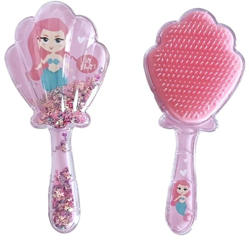 Распутывающая расческа для волос Русалка Распутывающая расческа для волос Расческа Ракушка с блестками Расческа Массаж кожи головы Распутыватель для сухих влажных волос Ребенок Девочка