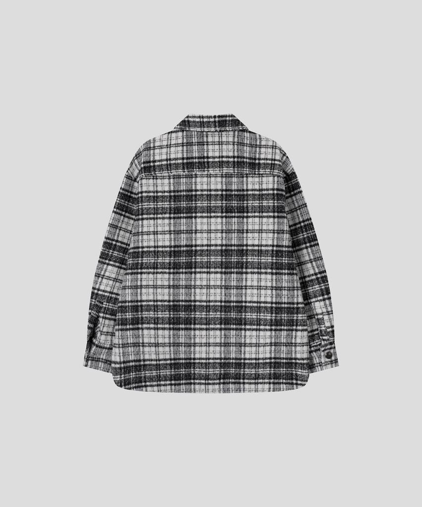 BLACK MOMENT Oversized Check Layered Shacket Shirt Jacket [Black]