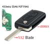 KEYYOU For Citroen C5 X7 C2 C3 C4 Grand Picasso Berlingo C6 C8 3 Buttons light Remote Car Key VA2/HCA 433Mhz ID46 CE0523 Ce0536