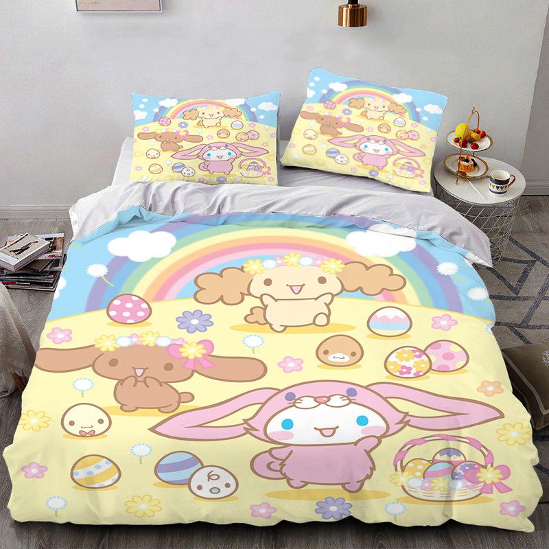 Sanrio Pom Pom Purin Cinnamoroll Постельные наборы Одеяло Стеганое покрывало Покрывало на кровать Пододеяльник Наволочка Наборы из 2-3 предметов для детей и взрослых