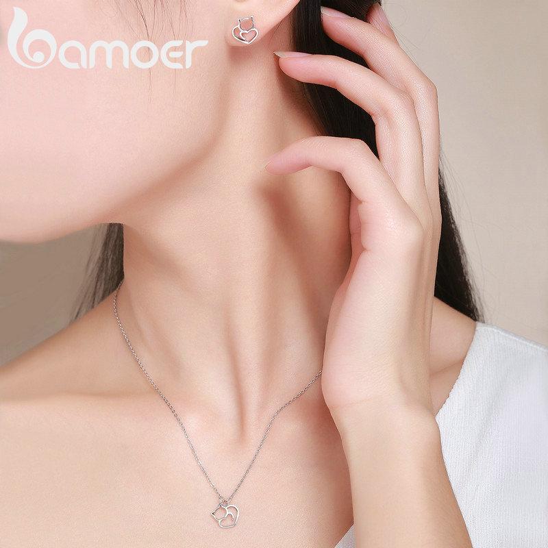 Маленькие женские серьги-гвоздики BAMOER Authentic Cute Cat