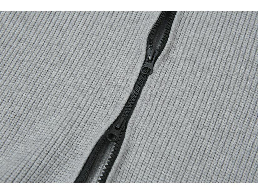 STONE Унисекс Кардиган на молнии с воротником-стойкой и нашивкой Вязаный свитер для осени/зимы