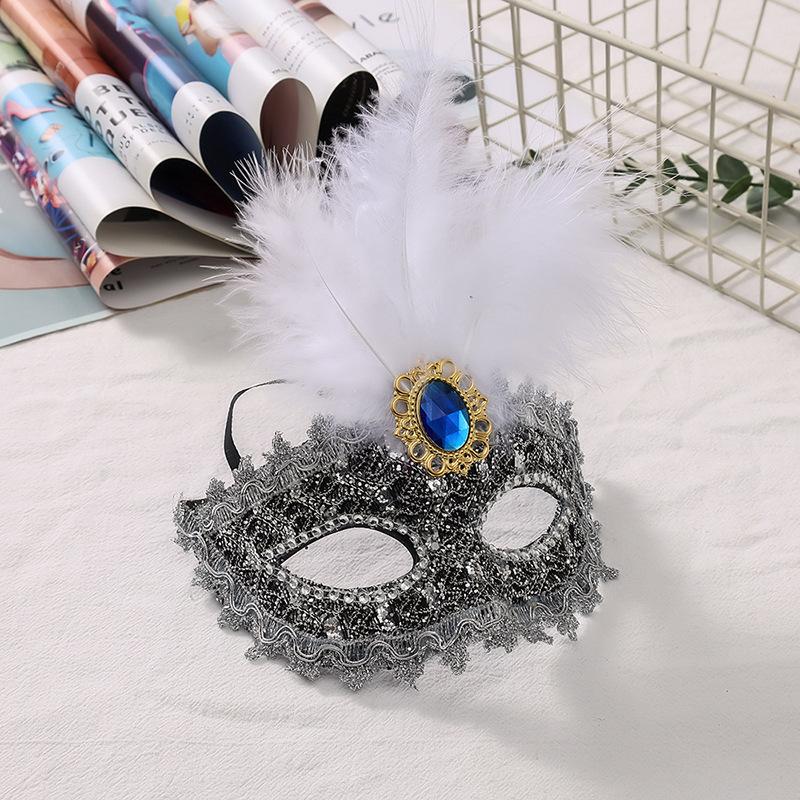 Lace Feather Mask Dazzling Halloween Masquerade Mask Party Dance Mask Alluring For Prom Nights Cosplay Events Christmas