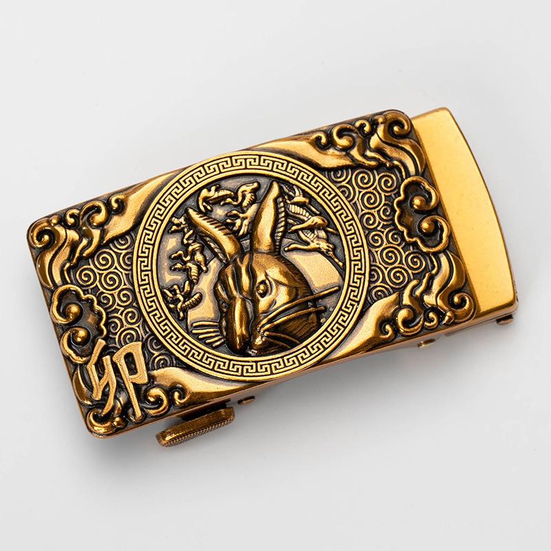 Zodiac Мужская автоматическая пряжка для ремня Персонализированная Ретро Медная 40см Автоматическая Пряжка для ремня из цинкового сплава
