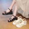 Small Height-increasing Sandals Women's New Summer Wear Fairy with Skirt Soft-soled Beach Shoes