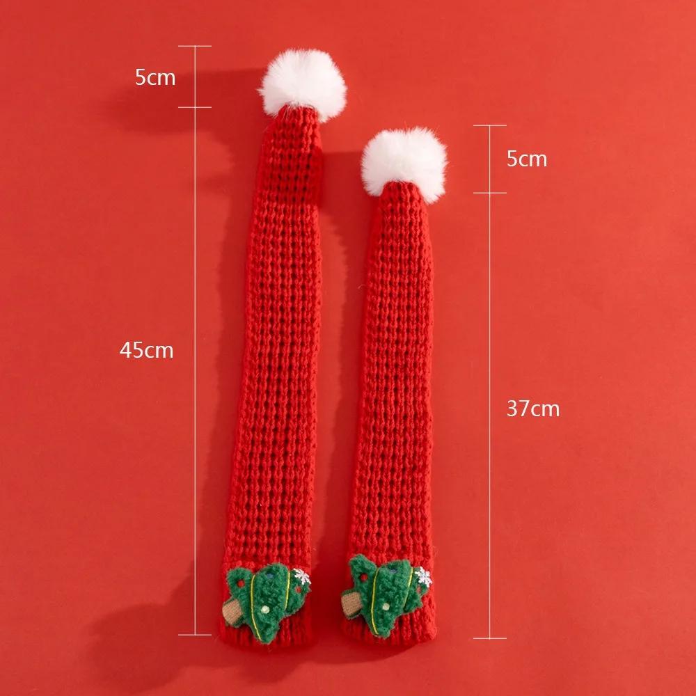 Adjustable Christmas Pet Scarf Soft Knitted Cat Bandana Soft Santa Claus Knit Scarves Holiday Costume for Small Cats Winter Wear