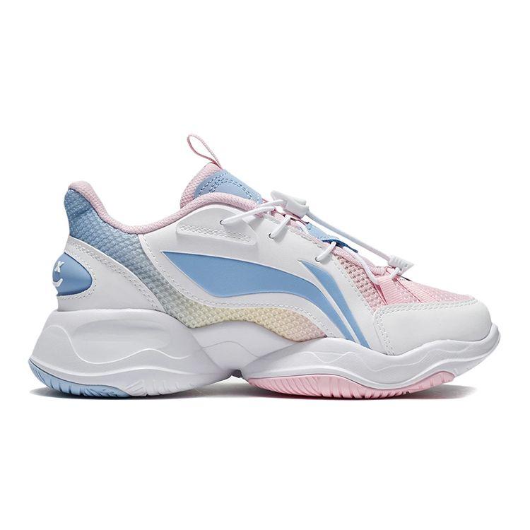 Li Ning Kids Kunpeng Sports Non-Slip Wear-Resistant Breathable Casual Shoes Kids Casual Shoes White Pink YKCS018-2