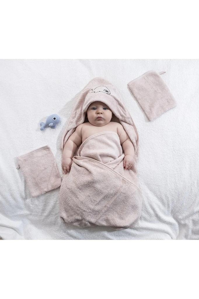 Bamboo Fish Embroidered Baby Towel Swaddle and Bathrobe Set Turkish High Quality,Luxury, Super Soft, Great Absorbent 75x75cm