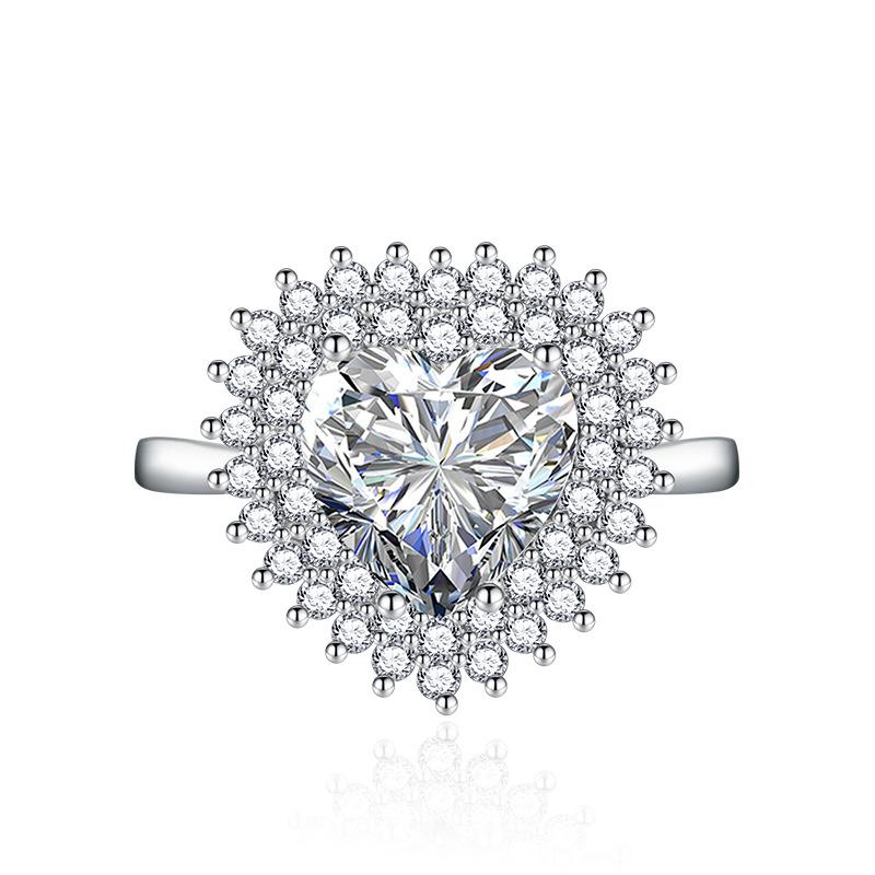 BELLA BOX Classic Love Heart Opening Resizable Rings For Women Zircon Engagement Party Fine Jewelry Gift