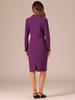 Деловой юбочный костюм Allegra K, блейзер с длинным рукавом и юбка-карандаш, комплект из 2 предметов, однотонный, для работы, повседневный, женский, фиолетовый, размер M