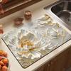 Yousheng Floral Dish Drying Mat Absorbent Kitchen Drying Mat Reusable Washable Dish Drying Pad Non-slip Dish Rack Mats for Kitchen Counter
