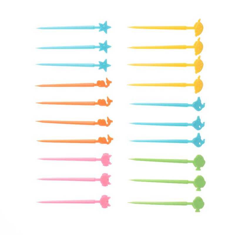 20 шт./набор милых зубочисток с изображением животных, зубочистки с изображением мультфильмов, вилки для фруктов Bento