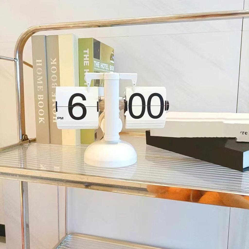 Creative Retro Flip Clock - Modern Simple Design, Ingenious Single-Leg Balance for Living Room Decor
