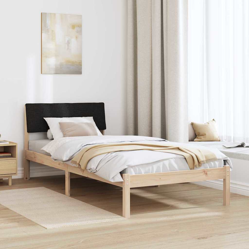 Brown and Black Bed Frame 90 x 200 cm Solid Pine Wood