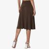 Women Midi Skirt Solid Color A-Line Flared Skirt Elastic High Waist Slimming Office Skirt Comfortable All-Day Wear