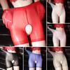 Transparent Sexy Boxer Shorts Women's Sexy Glossy Open Crotch Panties Female Lace Panties Oil Glossy Crotchless Boxer Shorts