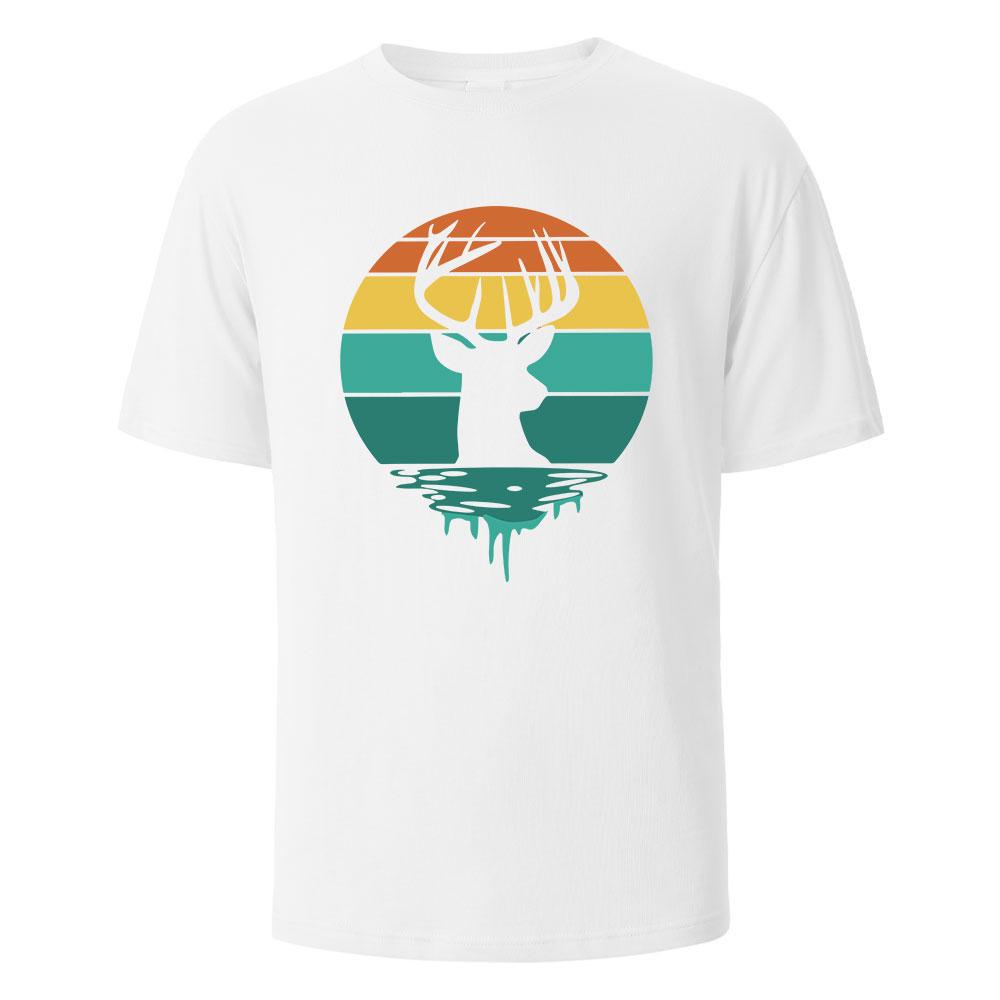 Deer Antlers Basic Printed Tshirts For Men 100 Cotton Summer Breathable Comfortable Tops ShortSleeved Oneck Men Clothing