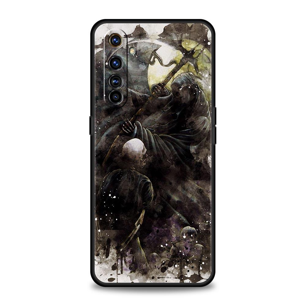 Grim Reaper Skull Skeleton Phone Case For Realme 10 9 8 5G 7 6 GT2 Pro Plus 9i 8i C21 C11 C25 C35 GT Neo 2 3 3T Soft Black Cover