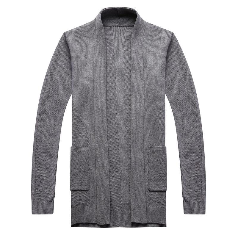 Men Cardigan Jacket Long Knitted Coat Cardigan Coats Solid Color Sweater Coats Knitted Jacket