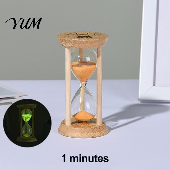 Rustic Style Sand Timer 1/3/5 Minute Glass Hourglass with Wooden Stand, Modern Decorative Sandglass Timer, Drop Shape Office Desk Ornament Glow in The