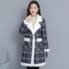 Womens Casual Fashion Coat Ladies Printed Winter Overcoats Female Midi Plush Warmer Outwear
