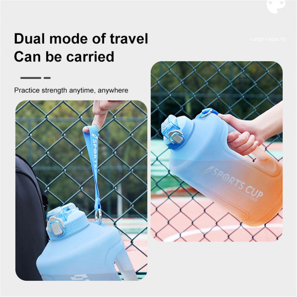 Спортивная бутылка для воды Напоминание Силиконовая бутылка для воды Sith Straw Товары для фитнеса Большие бутылки 1500 мл / 2300 мл / 3800 мл Спорт