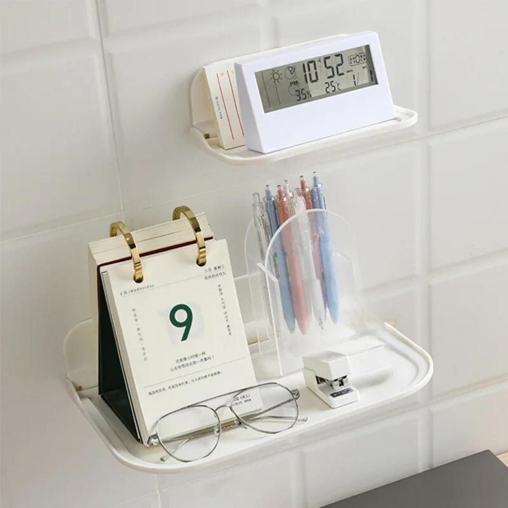 Складная настенная полка, экономящая место, складная стойка для хранения, держатель для телефона без перфорации, лоток для хранения маршрутизатора Wi-Fi, органайзер для ванной комнаты