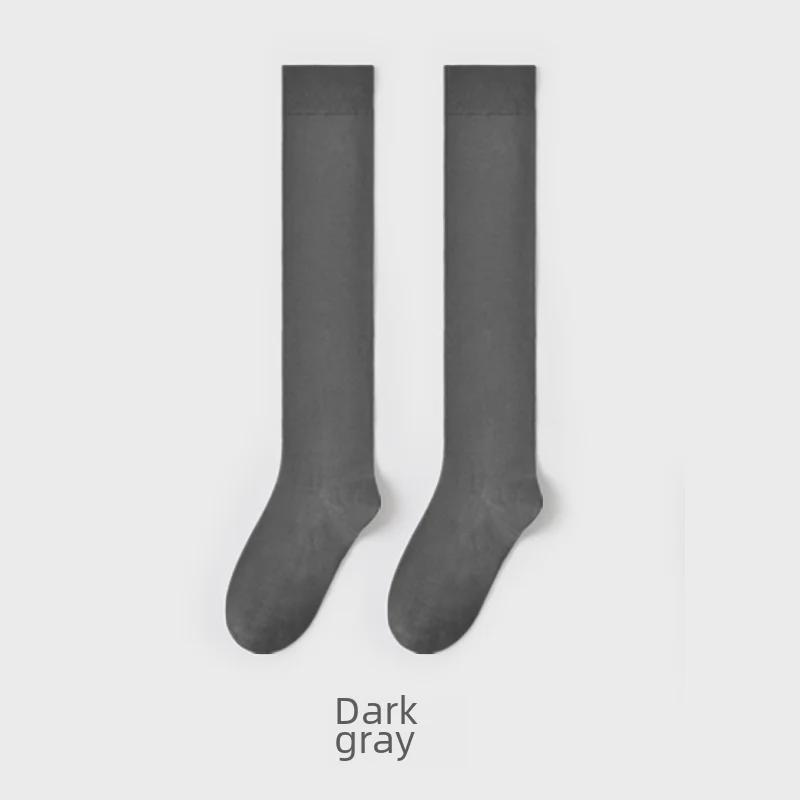 Женские носки выше колена из чистого хлопка для похудения - черные чулки длиной до икры на весну и осень