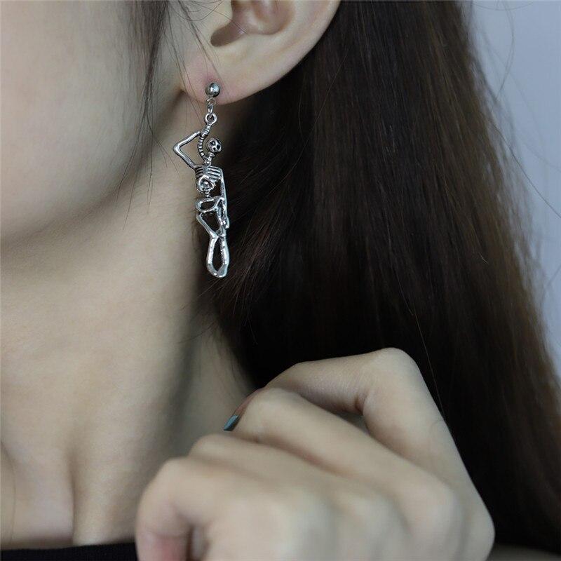 Готические панк-серьги-гвоздики с черепом в стиле гранж для женщин, трендовые асимметричные серьги-гвоздики для пирсинга, серьги-клипсы, висячие серьги, ювелирные изделия