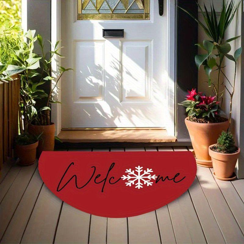 Half-Circle Christmas Welcome Doormat, Soft, Non-Slip Entryway Mat, Festive Home Decor Rug for Porches and Entryways