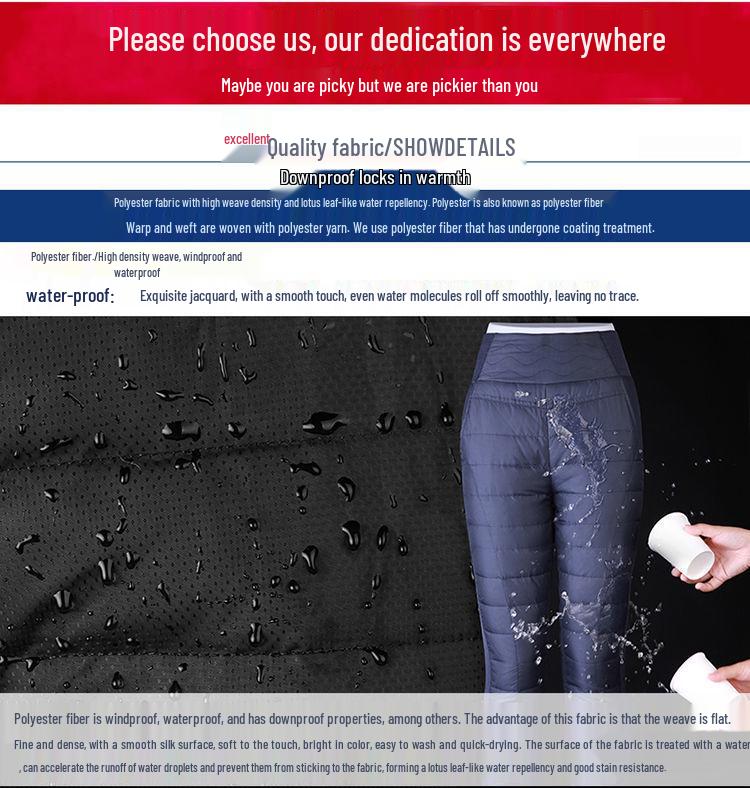 Женские утепленные пуховые брюки с высокой посадкой - Приталенный крой, Большой размер, На флисовой подкладке, Теплая зимняя одежда для женщин среднего и пожилого возраста