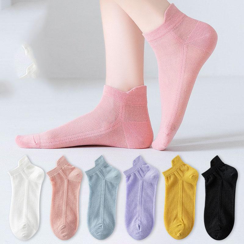 Очаровательные носки неглубокого кроя, летние носки-лодочки, дышащие тонкие полые короткие носки для девочек, хлопковые женские носки