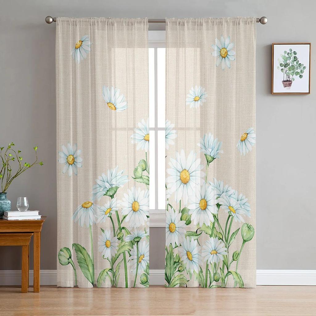 Весенний цветок эвкалипта лист растения прозрачные шторы для гостиной спальни детская комната тюлевые занавески для окон